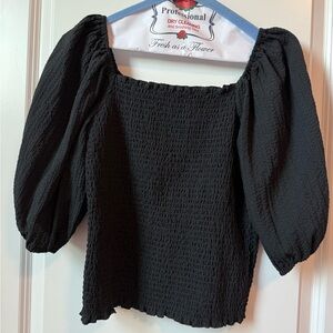 INC black Smocked Women's Top
